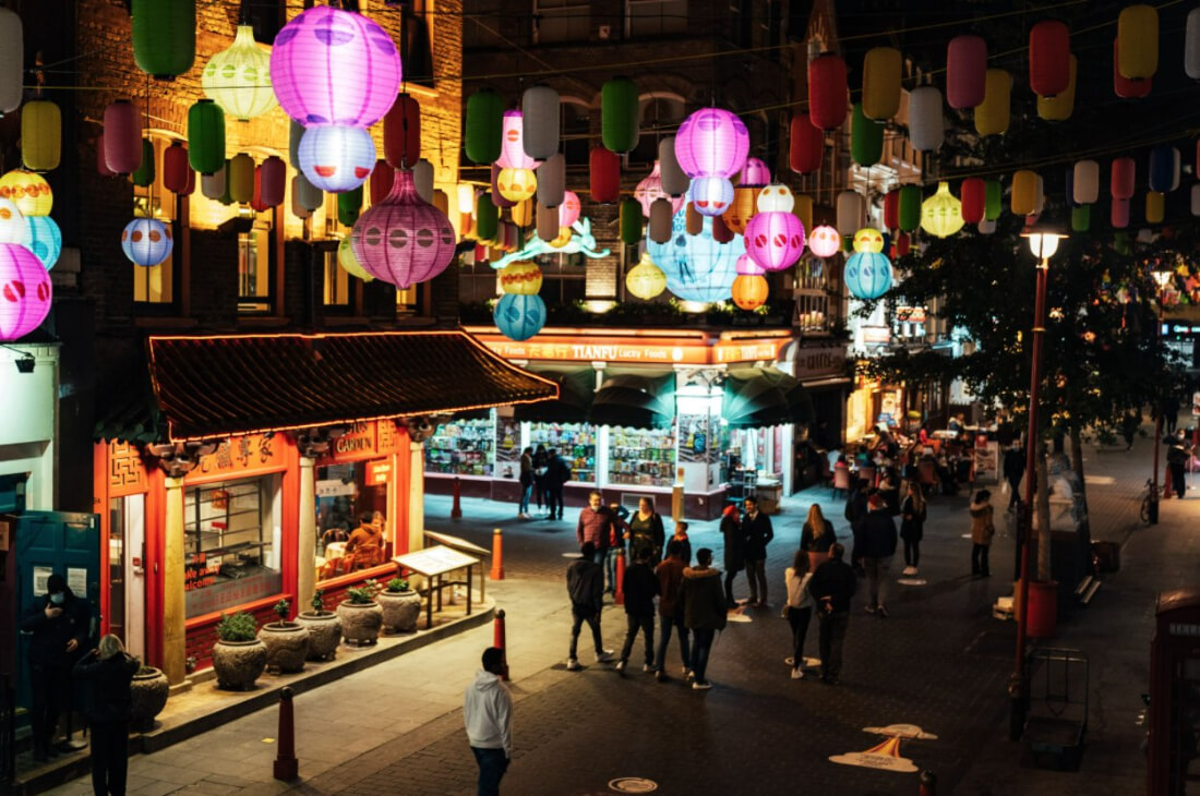 Christmas lights in Chinatown