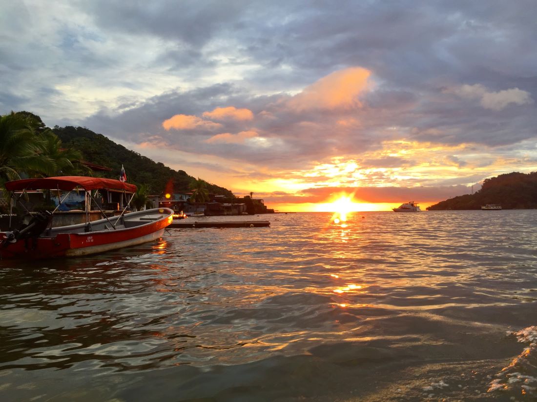 A sunset over the water in Panama