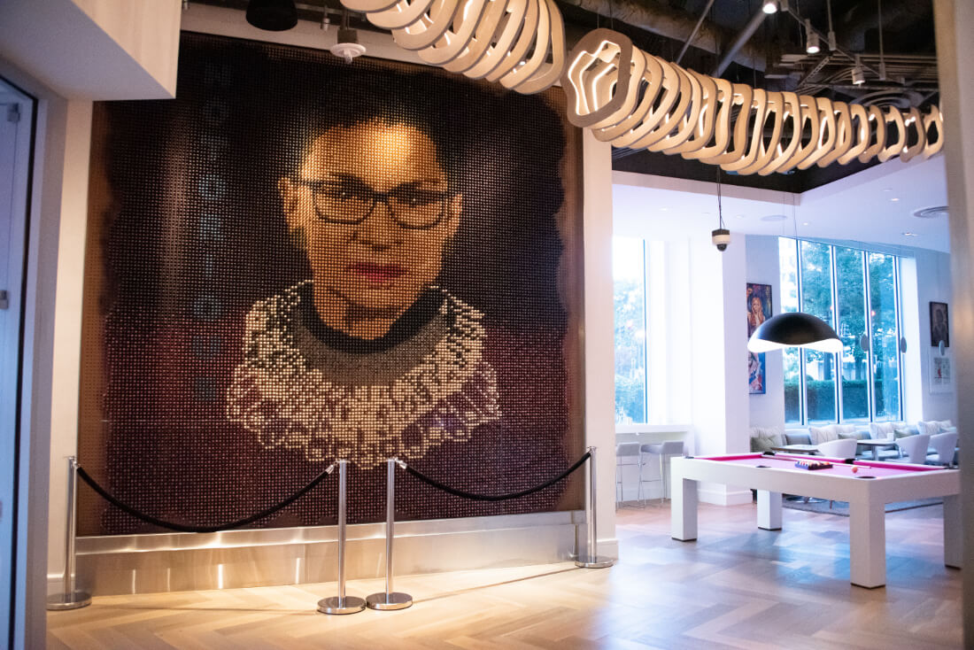 Portrait of Ruth Bader Ginsburg, former US Supreme Court Justice, at Hotel Zena