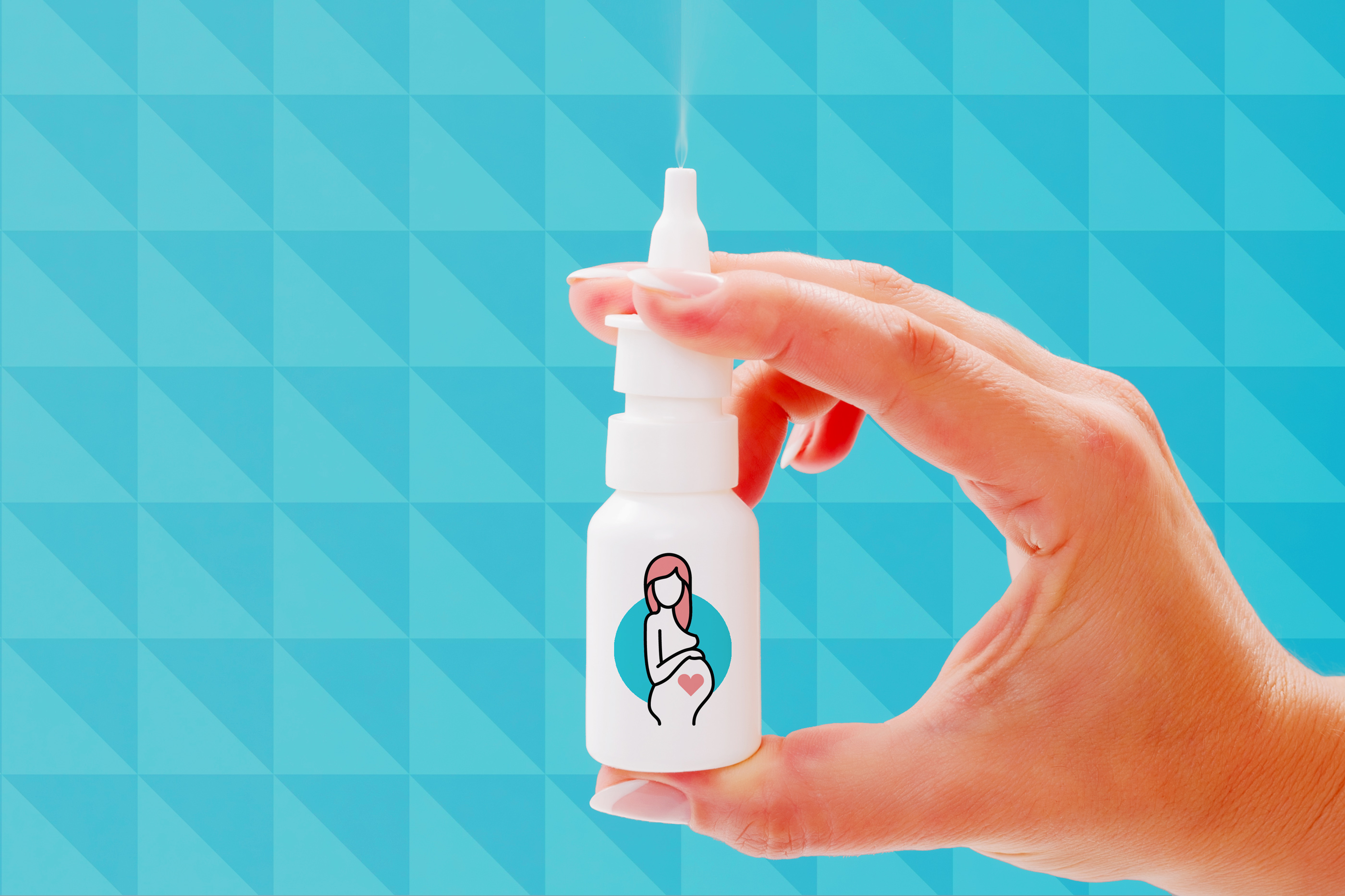 nasal spray with pregnant woman icon on bottlle